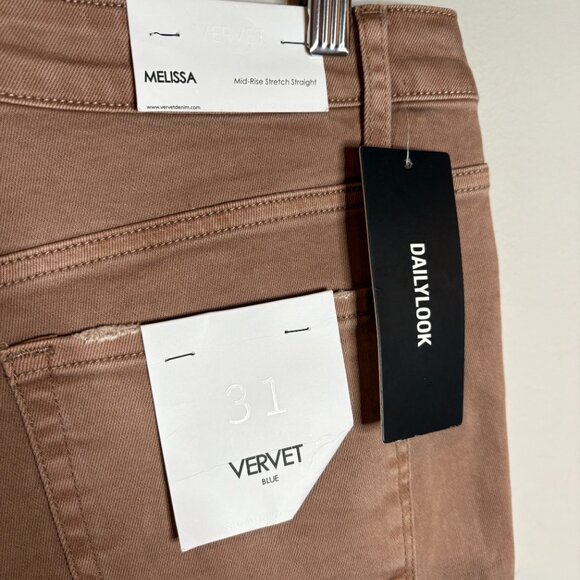 NWT Vervet Melissa MidRise Stretch Straight tan beige jeans - Picture 4 of 6